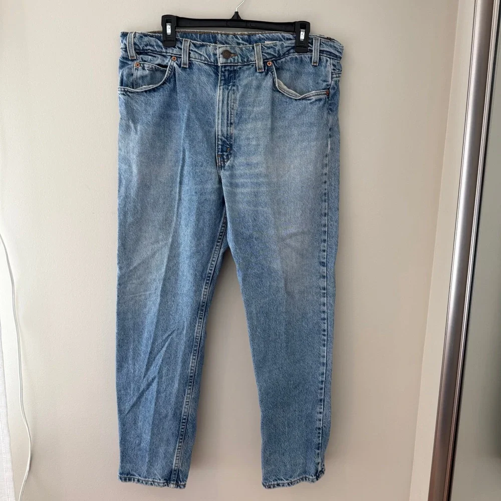 Vintage Levis 505 Orange Tab Jeans Mens 38x30 Light Wash Straight Leg Brazil
